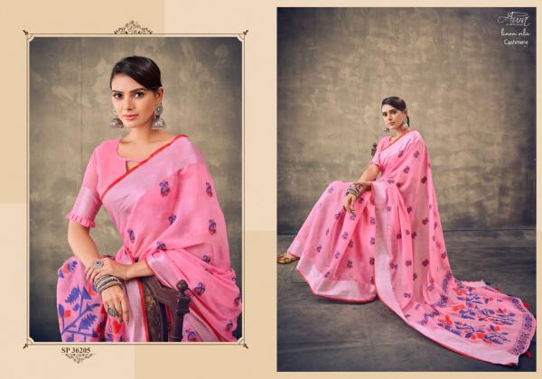 Aura Cashmere 1 Soft Linen Designer Weaving Saree Collection